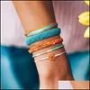 Bedelarmbanden 5 stuks wilde mode ins wax lijn handgemaakte armband geweven madeliefje zonnebloem blauw en geel gemengde kleur touw ketting wie dhmo1