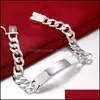 Link Chain 925 Sterling Sier 10Mm Smooth Sideways Chain Bracelet For Men Woman Charm Wedding Engagement Party Fashion Jewelry 1273 T Dhr0Q