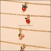 anklets 4pcs/set women ankletsチェーンフルーツパターンビーチベアフットサンダルチェーンレッグブレスレットフットブレスレットアンクルジュエリー508 T2ドロップDHVWD