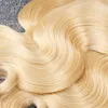 Malaysiska m￤nskliga jungfruh￥rv￤v #613 Blondbuntar Body Wave Double Weft Hair Extesion Bellahair