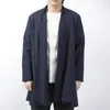 Misto lana da uomo Stile cinese Giacca a vento in cotone e lino Cappotto impermeabile Giacca a vento Cappotto kimono giapponese Giacca a mantella da uomo Top 220915