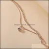 Cavigliere Cavigliera a due piani Cavigliera con strass in cristallo Braccialetto con ciondoli alla caviglia Boho Beach Cavigliere per donna Sandali Braccialetti per piedi Matrimonio femminile Dh0Wl