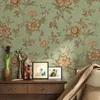 Sfondi American Rustic Flower Wallpaper Mural 3D Giallo Green Floreale Green Soggio