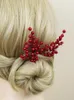 Headpieces Bride Red Pearls 2PCS Hair Pins Bohemian Crystal Women Flower Jewelry Wedding Accessories For Party Clips