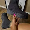 2022 Fall Women Sock Booties مصمم جديد سميث سميك غير رسمي أحذية واحدة منسوجة أحذية غير رسمية مرنة