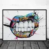 Abstrakcyjna ulica Graffiti miłośnik sztuki całowanie płótno malarstwo plakaty i druki ręcznie obraz ścienny do salonu Home Decor bez ramki