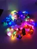 Mode Led Leuchtende Elastische Haarbänder Frauen Haar Seil Satin Scrunchies Glow Haar Zubehör Halloween Weihnachten Party Kopfbedeckungen 20PCS/