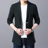 Men's Wool Blends spring autumn men's high-end brand business casual solid color slim mid-length cardigan jacket sweater Men knitted trench coats 220915