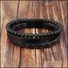 Bangle Bangle Fashion Natural Stone Magnetic Button Leather 21Cm Braided Bracelet Mens Titanium Steel Jewelry Nice Gift 3418 Q2 Drop Dhqbv