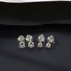 Coréen brillant zircon S925 argent aiguille boucles d'oreilles bijoux mode classique design minimaliste boucles d'oreilles à six griffes