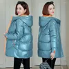Women's Trench Coats 2022 Down Hooded Jackets Female Winter Coat Women's Long Parkas Warm Jacket Women Cotton Padded