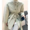 Women's Fur Winter Thick Ladies Jackets Faux Waist Belt Fashion Jacket Women's Warm Women Coat Wool 2022