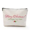 DHL100pcs Cosmetic Bags Women Cotton Linen Merry Christmas Letter Travel Storage Bag Mix Color