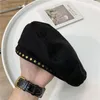 Boinas Mulher Chapéu Coreano Marca para Women Metal Star Designer Sweet Luxury Luxury Solid Color Vintage Cap plana 119