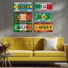 Funny Designed National Flag States Metal Painting Tin Sign Vintage Country Poster France Spain USA Car License Plate for Bar Home Restaurant Wall Decor 15x30cm