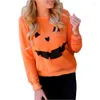 Hoodies للسيدات Women Halloween Pumpkin Print Long Sweeve Sweatshirt Tops Tops Blouse Shirt Female Disual Tracksuit 832710