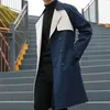 Mélanges de laine pour hommes automne coupe-vent mode Double boutonnage longue veste pour hommes Streetwear contraste couture mâle Abrigo Hombre Trench Coat hommes 220915