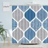 Douche gordijnen boho thema blauwe badkamer accessoires schattig 3D print polyester stof met haken geometrisch patroon decor gordijn