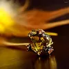 Bröllopsringar av hög kvalitet Big Gold Color Stone Ring Lead gratis inställning med Cubic Zirconia Party