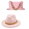 Berets Fedora And Bag Set For Women Men Fedoras Lady Hat Two Toned Felt Unisex Jazz Wholesale Price