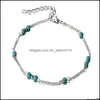 Anklets Unique Turquoise Beads Anklet Souvenir Ankle Bracelet Sier Beach Foot Chain Jewelry Fast New Selling 528 T2 Drop Delivery 2021 Dhllb