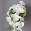 フェイクフローラルグリーン 4 ピース リアルタッチ人工 Pu 花 アンスリウム クリスマス ウェディング ホームデコレーション 高級フェイク植物 蘭の花 アクセサリー ホワイト J220906