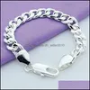 Link Chain 925 Sterling Sier 10Mm Smooth Sideways Chain Bracelet For Men Woman Charm Wedding Engagement Party Fashion Jewelry 1273 T Dhr0Q