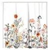 Shower Curtains Floral Curtain With 12 Hooks Watercolor Botanical Flowers Decorative Bath Modern Bathroom Accessories