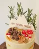 Feestbenodigdheden Custom Happy Birthday Cake Topper met naam Wooden Decor Mountain