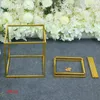 Party Decoration Gold-plated Wedding Flower Stand Geometric Box Vase Road Lead Iron Three-dimensional Ornaments Event Backdrop