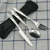 أدوات المائدة مجموعات المطبخ المطبخ الأدوات 3pcs الفولاذ المقاوم للصدأ مجموعة المائدة الغربية أدوات المائدة مع كيس القماش
