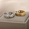 Cluster Ringe Cuban Link für Frauen Edelstahl Gold Vintage Verstellbare Kette Finger Offener Ring Hochzeit Verlobung Schmuck Geschenk 2022