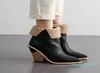 Autumn Winter Ankle Boots Kvinnor pekade Toe High Heeled Booties Black