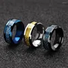 Cluster Rings Dominateur Homme Anneau Bleu Fibre De Carbone Noir Dragon Incrustation Confort Fit En Acier Inoxydable Pour Hommes Bande De Mariage En Gros