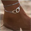 Anklets Dom Handcuff Anklet Chain Sier Gold Chains Mtilayer Wrap Anklets Foot Women Summer Beach Charm Bracelets Jewelry 162 T2 Drop Dhsvb