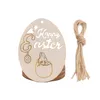 Party Decoration 10 Pcs/Set Happy Easter Wooden Ornaments Cute Carving Egg Shape Slices Disk With Rope Hanging Pendant