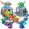 Barn DIY -block Model Building Kits Creative Dinosaur Assembly Puzzle Construction Education 4 Styles Block Toy Sets