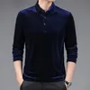 Męskie Polos Gold Velvet Shirt Men Spring Fashion Busines