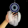 Dekorativa figurer 11cm Evil Blue Eye Dream Catcher Feather Wind Chime svartvitt