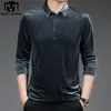 Men's Polos Brand Luxury Polo Shirt Men Golden Velvet Camisa Masculina Slim Fit Spring Long Sleeve Tee Casual T1139 220915