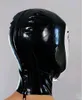 Party Decoration White Black LaTex Mask Hood Sexig gummi huva med bakre zip handgjorda fetisch huvudbonader med ￶gon h￥l f￶rfalska halloween rekvisita 220915