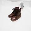 Laarzen Mode Kinderen rijden Echt leer Warm pluche meid S Sneeuwlaarzen Vintage Cowhide Boys Shoes Kids Motorcycle 220915