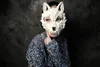 Feestmaskers Werewolf unisex Soft Half Face Halloween Rave Costume Prop Stage Show Cosplay Animal Skeleton 220915