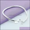 Łańcuch Link 925 Sterling Sier Lobster Zapięcie 4 mm 20cm łańcuch węża Bransoletka Fit European Charm Women Wedding zaręczyny biżuteria 1286 T2 DHJVB