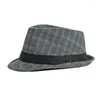 Bérets Jazz chapeau automne et hiver laine chaleur britannique rétro Art performances épaissie sauvage Plaid hommes casquette Fedora