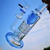 Unique Barrel Ratchet Perc Glass Bongs Torus Hookahs 8 Inch Mini Dab Rigs Inverted Showerhead Bong Heady Green Blue Water Pipes With 14mm Joint Bowl