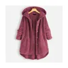 Kvinnorjackor Kvinna Single Breasted Solid Coats Vinterkläder Kvinnor Plus Size Ytterkläder Huven Double-Face Fleece Coat and Jacket