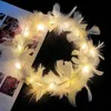 Fasce di piume luminose a LED Ghirlanda di piume flash Copricapo da sposa Fascia per capelli bagliore Decorazioni per bomboniere