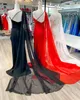 Takımlı balo elbisesi 2023 Cape ön kesim yüksek yarık bayan resmi akşam düğün partisi maxi elbisesi Homecoming Court Pageant gala pisti kırmızı halı açık mavi kirli beyaz kırmızı