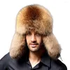 Berets High Quality Man Hat Smooth Touch Thick Winter Ear Flap Bomber